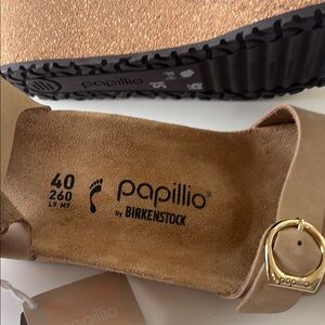 Papillo by Birkenstock NWT heeled tan suede sandal size 40